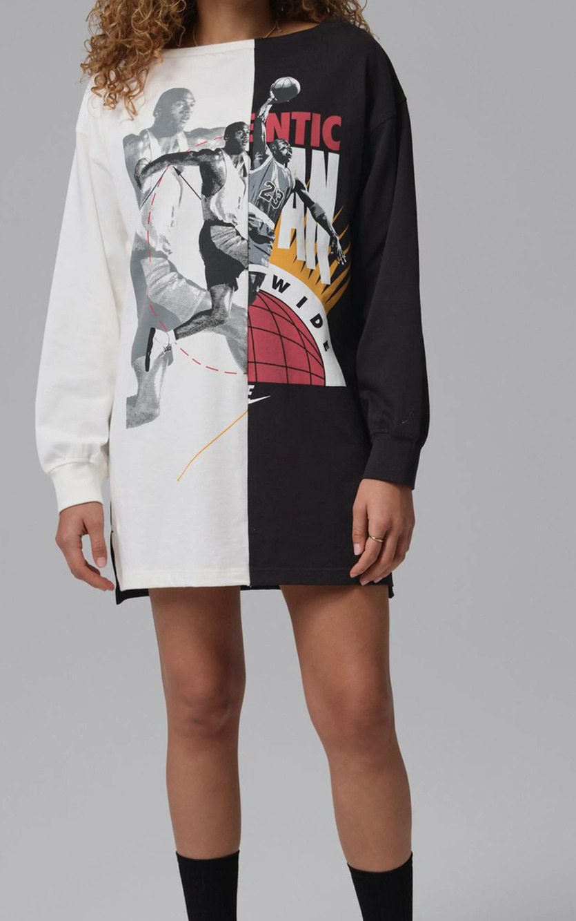 New Nike Jordan Flight Women's Graphic Dress Sail Black Size S NWT